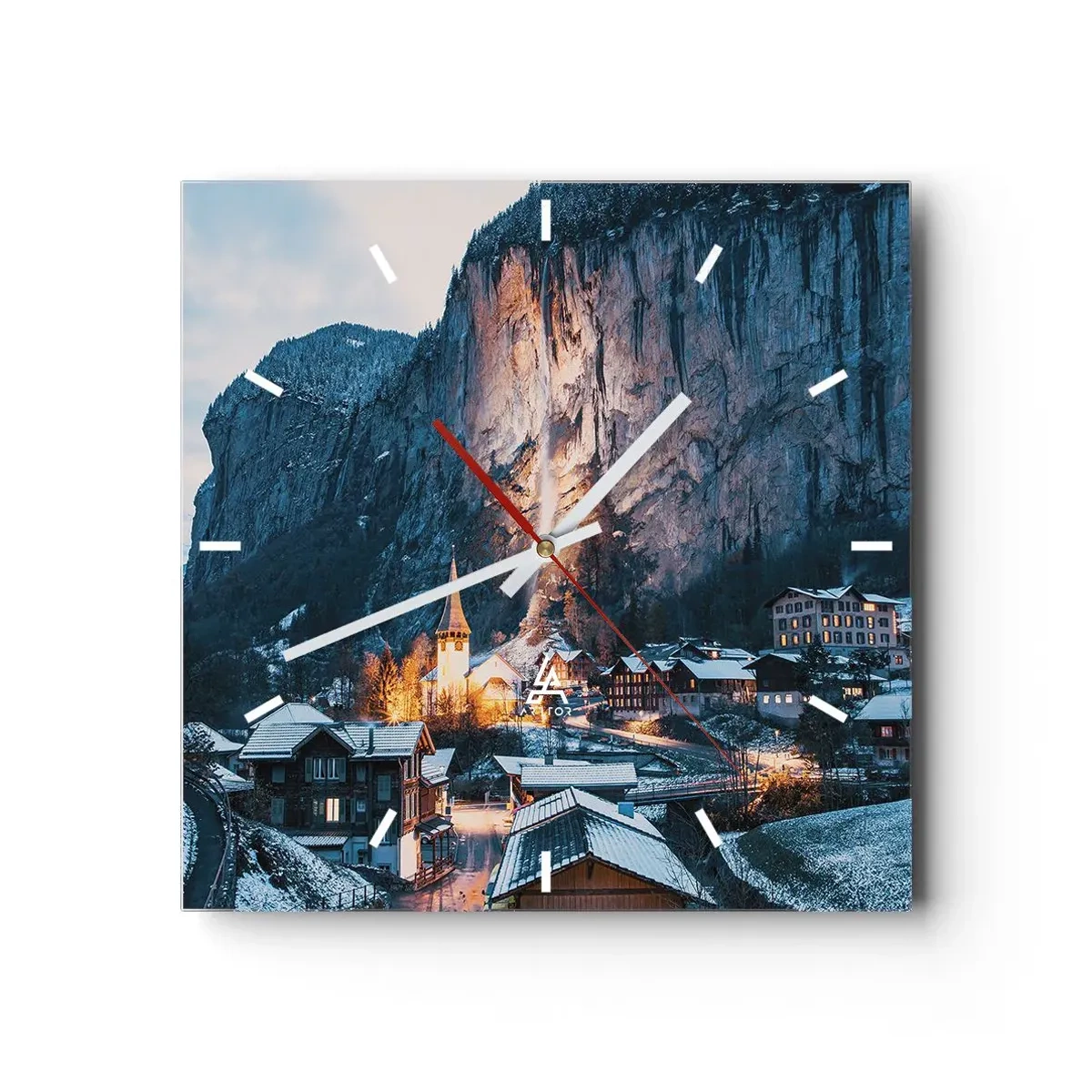 Horloge murale - Pendule murale - Esprit brillant de l'hiver - 40x40 cm