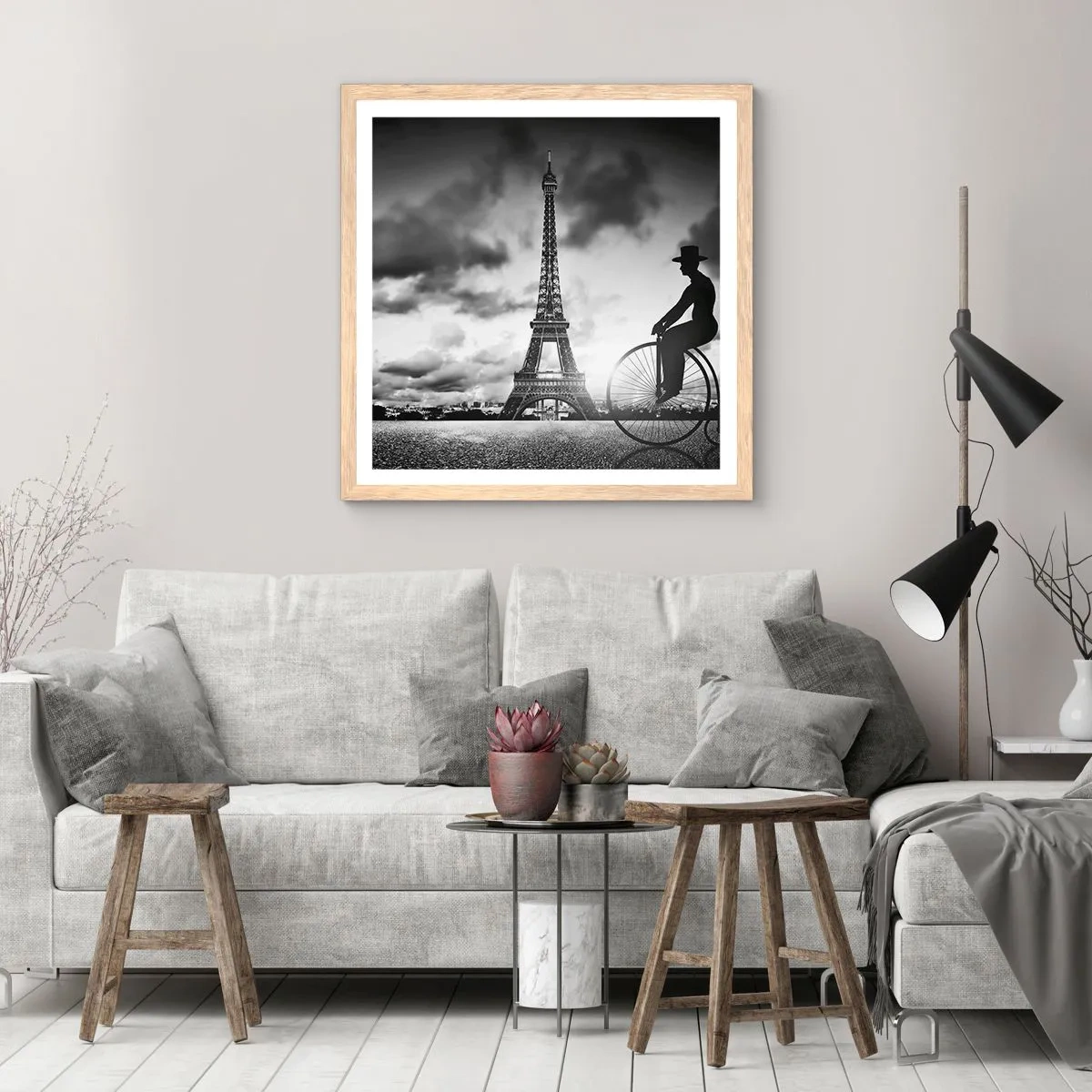Affiche dans un chêne clair - Poster - Nostalgie de la Belle Epoque - 30x30 cm