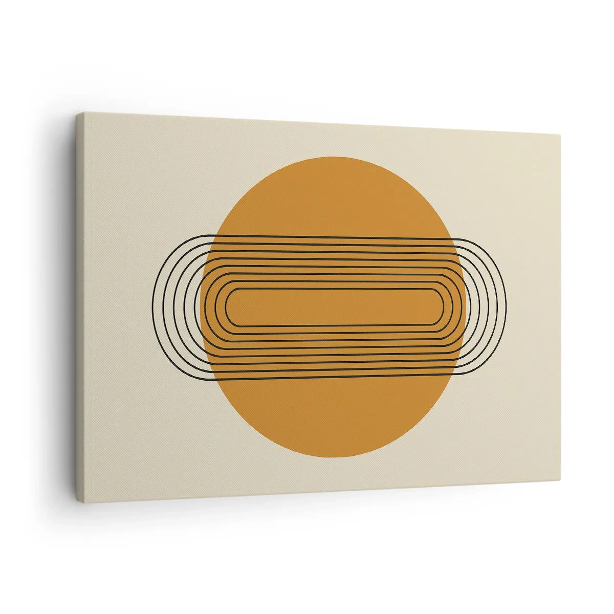 Impression sur toile - Image sur toile - Motif géométrique avec des cercles et des lignes orange - 70x50cm - Plan idéal - Décoration murale moderne pour le salon et la chambre ARTTOR