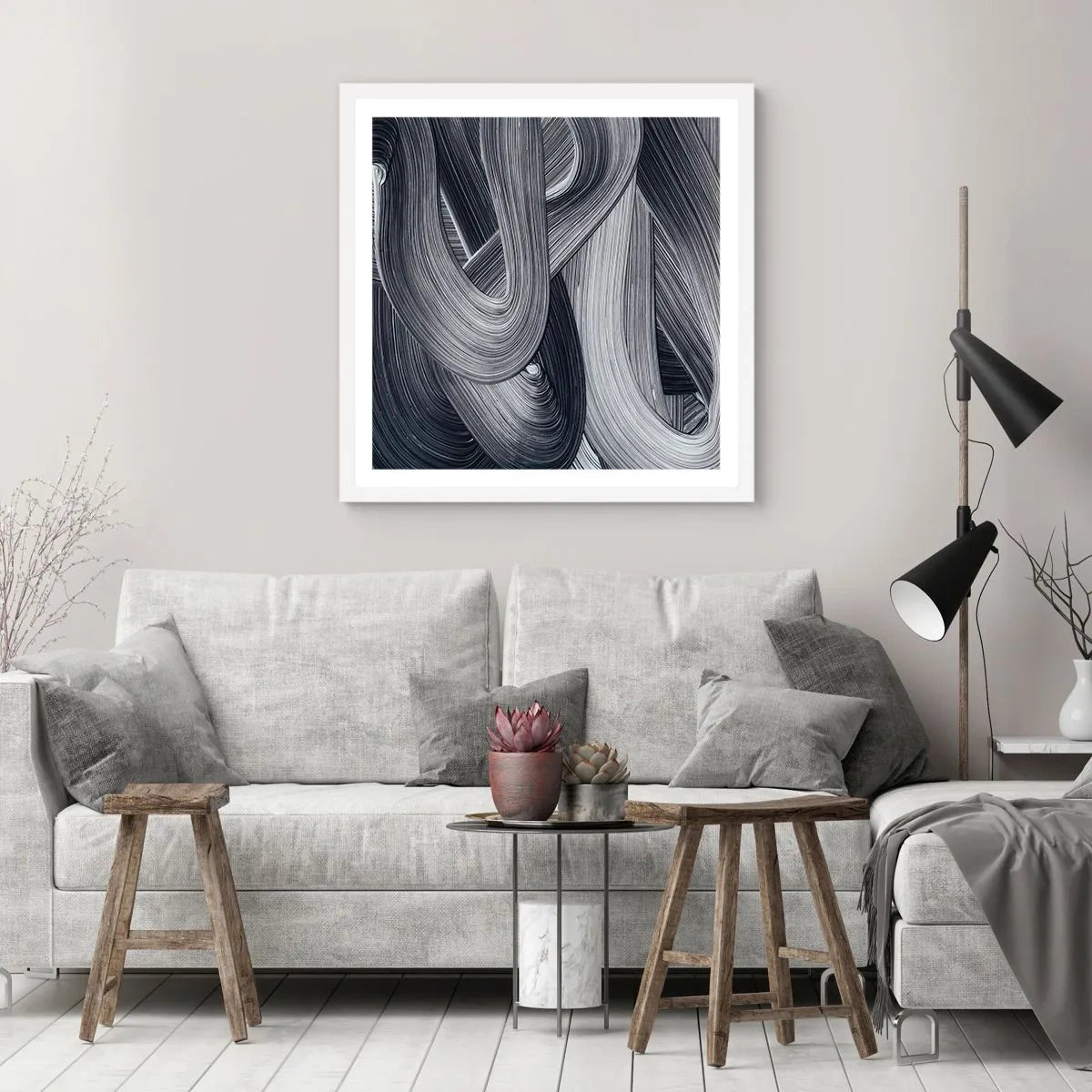 Affiche dans un cadre blanc - Poster - La fluidité de la réalité - 30x30 cm