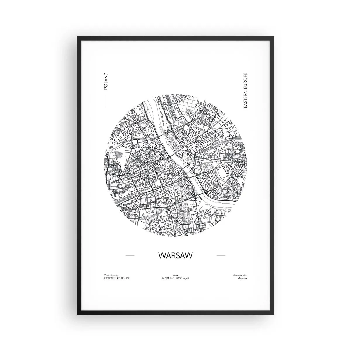 Affiche dans un cadre noir - Poster - Anatomie de Varsovie - 70x100 cm