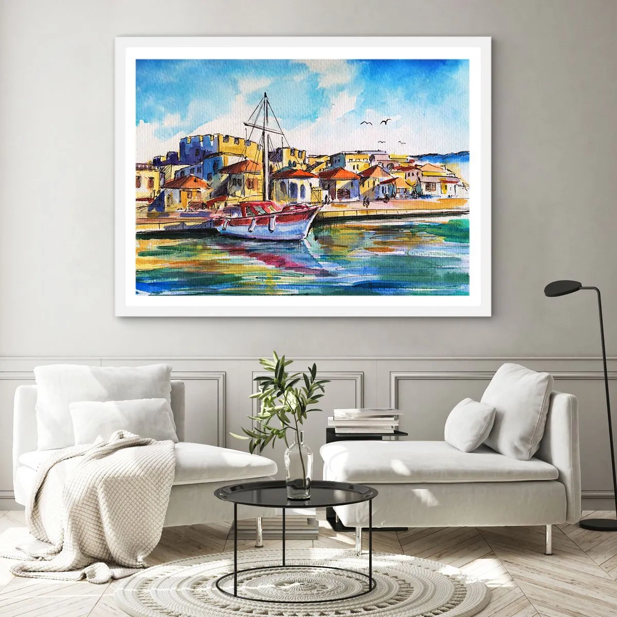 Affiche dans un cadre blanc - Poster - Après-midi arc-en-ciel - 91x61 cm