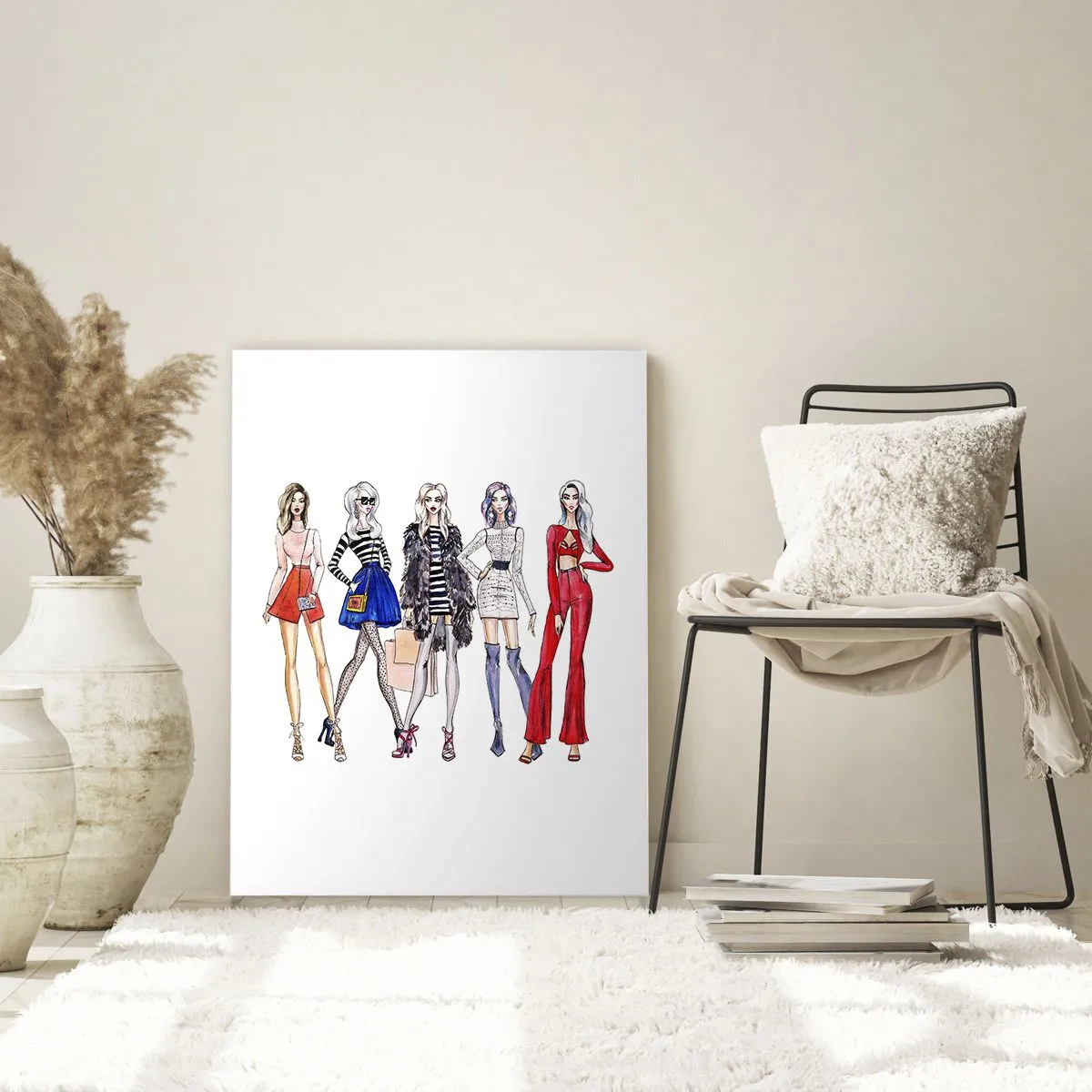 Impression sur verre - Image sur verre - Personnages à la mode dans des tenues élégantes dans l'illustration - 50x70cm - Every week Fashion Week - Décoration murale moderne pour le salon et la chambre ARTTOR