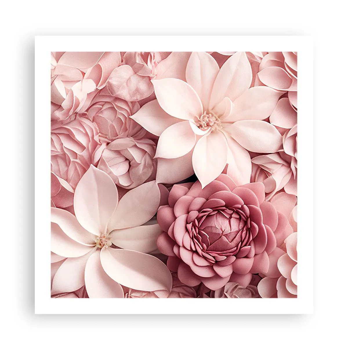 Affiche - Poster - Dans les pétales roses - 60x60 cm