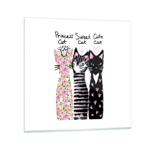 Impression sur verre - Image sur verre - Il y avait trois chats - 40x40 cm