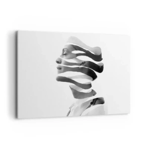 Impression sur toile - Image sur toile - Portrait noir et blanc d'une femme avec un effet rayé surréaliste - 120x80cm - Portrait surréaliste - Décoration murale moderne pour le salon et la chambre ARTTOR