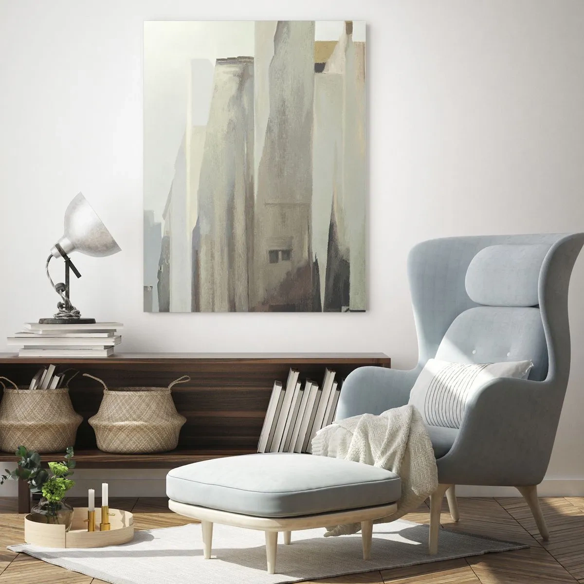 Impression sur verre - Image sur verre - Paysage urbain abstrait aux tons pastel - 70x100cm - Rêve de la ville - Décoration murale moderne pour le salon et la chambre ARTTOR