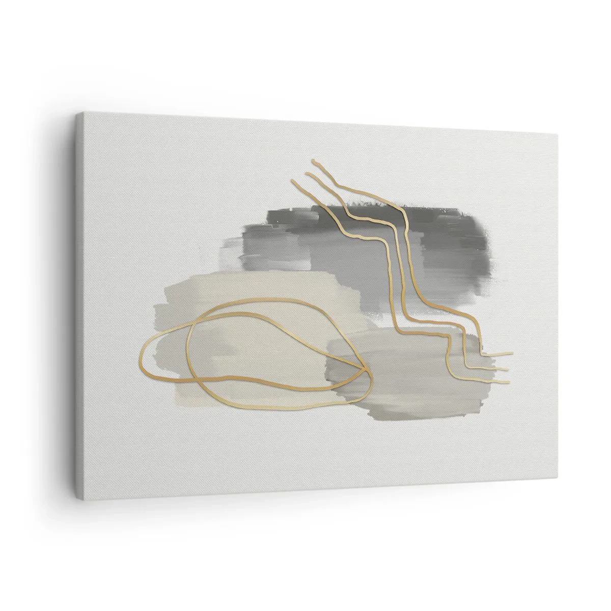 Impression sur toile - Image sur toile - Lignes dorées abstraites sur fond gris - 70x50cm - Durée et mouvement - Décoration murale moderne pour le salon et la chambre ARTTOR