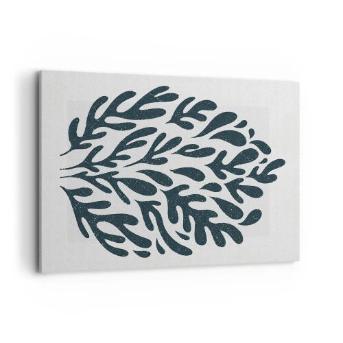 Impression sur toile - Image sur toile - Motif de feuille abstrait sombre sur fond clair - 100x70cm - Formes de la nature - Décoration murale moderne pour le salon et la chambre ARTTOR