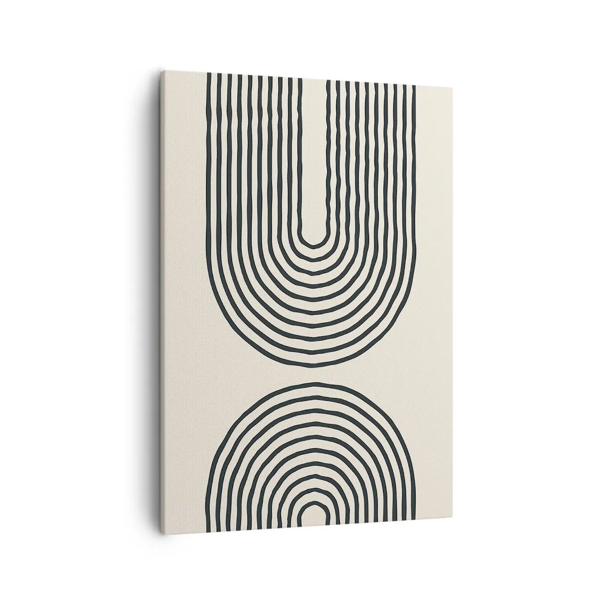 Impression sur toile - Image sur toile - Motif géométrique abstrait avec des lignes symétriques sur un fond clair - 50x70cm - Dans un instant... - Décoration murale moderne pour le salon et la chambre ARTTOR