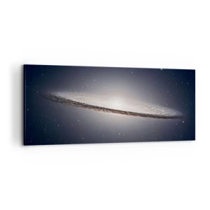 Impression sur toile - Image sur toile - Une galaxie spirale sur fond d'espace étoilé - 120x50cm - Il y a bien longtemps, dans une galaxie très lointaine… - Décoration murale moderne pour le salon et la chambre ARTTOR