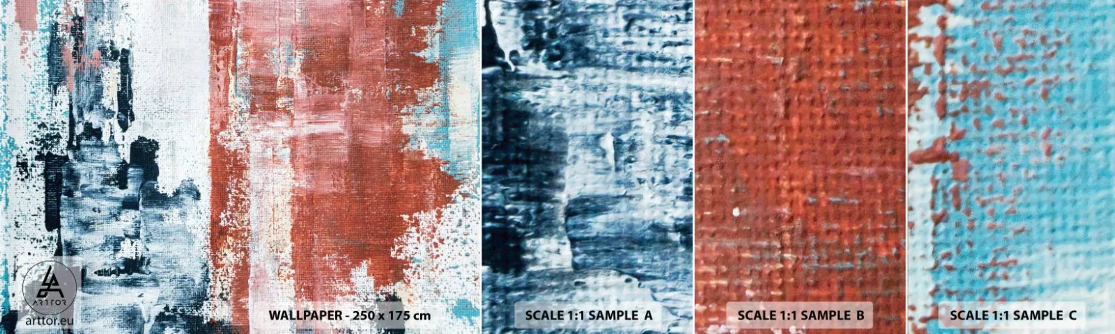 Échantillon De Papier Peint Standard Eco - Moitié-moitié abstrait - Abstraction, Morceau, Peinture - 100x30 cm