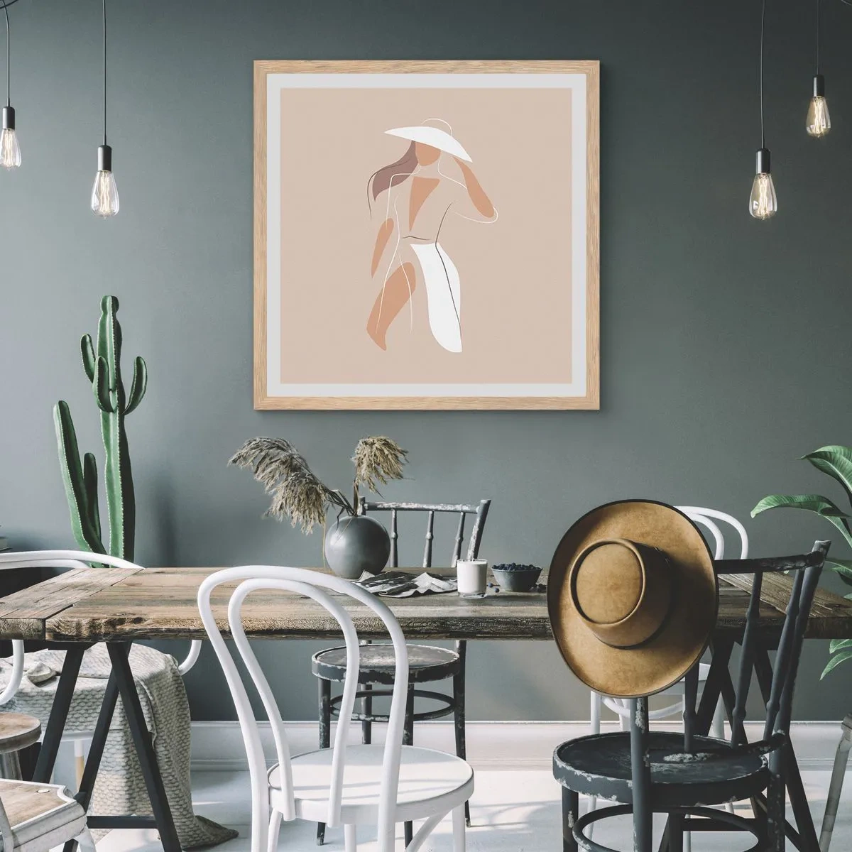 Affiche dans un chêne clair - Poster - Lea mode est un jeu - 60x60 cm