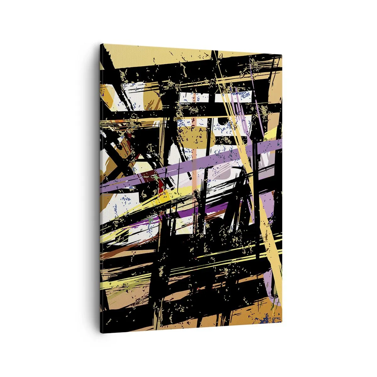 Impression sur toile - Image sur toile - Lignes et formes abstraites sur fond beige - 50x70cm - Une coupe nette - Décoration murale moderne pour le salon et la chambre ARTTOR