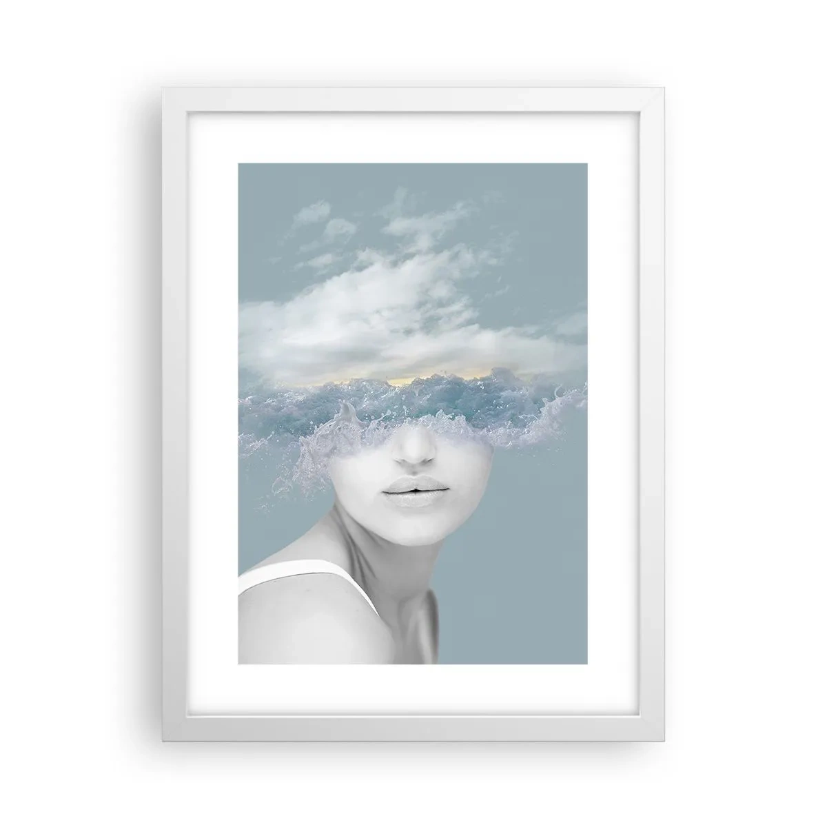 Affiche dans un cadre blanc - Poster - La tête dans les nuages - 30x40 cm