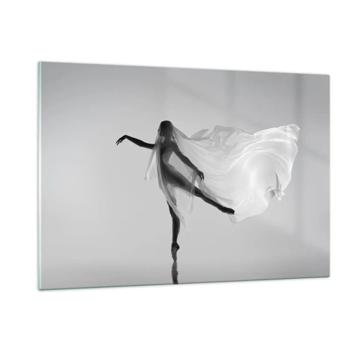 Impression sur verre - Image sur verre - Silhouette d'une danseuse avec un voile flottant en mouvement - 120x80cm - Légèreté et grâce - Décoration murale moderne pour le salon et la chambre ARTTOR