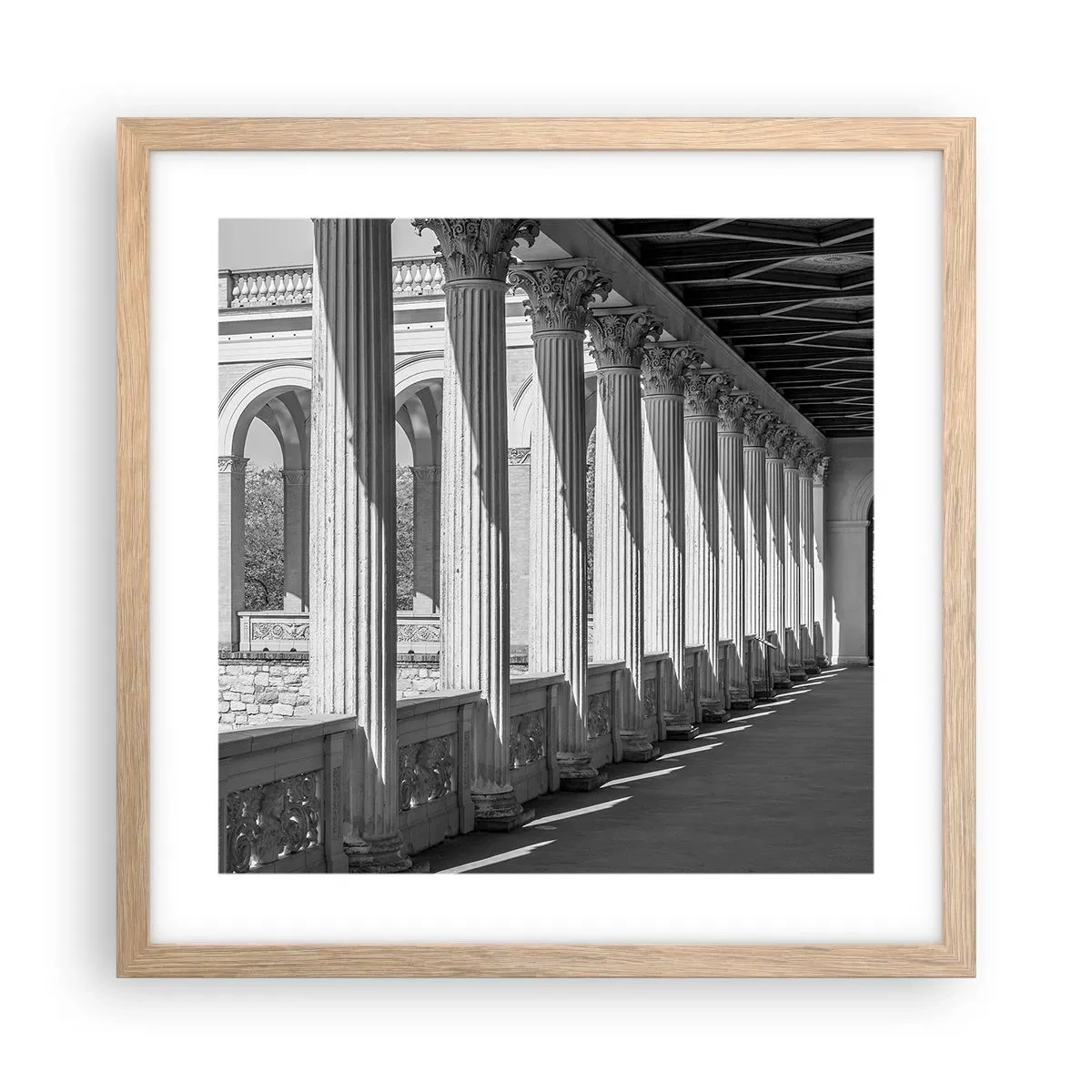 Affiche dans un chêne clair - Poster - Arcade ensoleillée - 40x40 cm