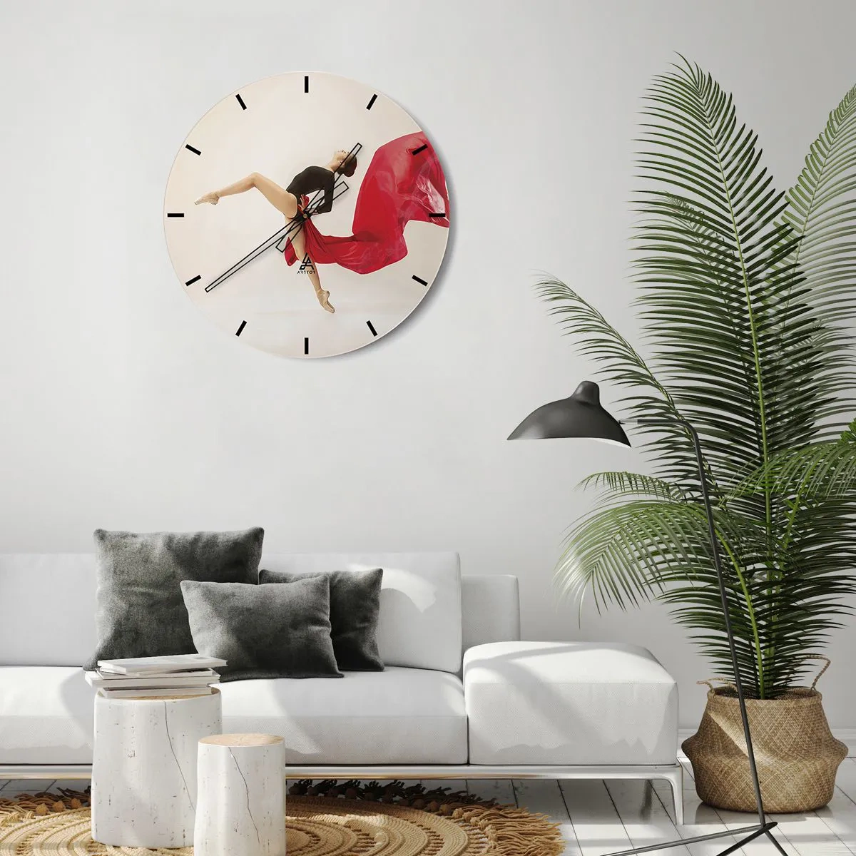 Horloge murale - Pendule murale - Rouge et noir - 30x30 cm