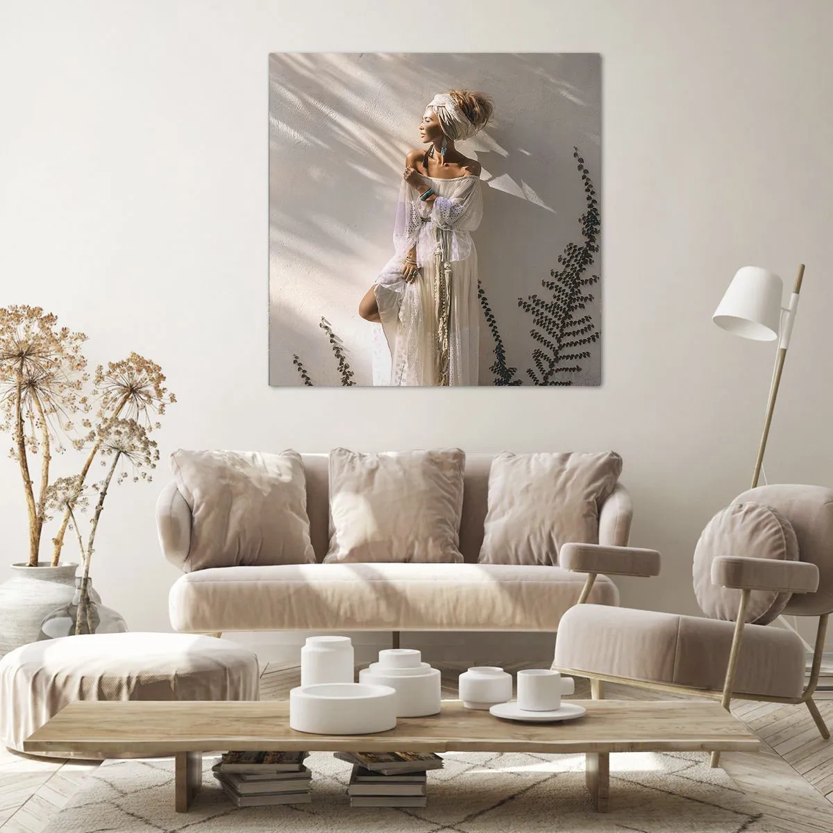 Impression sur toile - Image sur toile - Le soleil et la fille - 60x60 cm