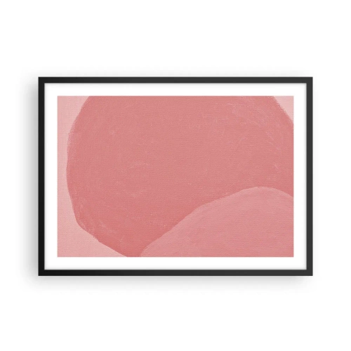 Affiche dans un cadre noir - Poster - Abstraction délicate dans des tons de rose, formes organiques et minimalisme - 70x50cm - Composition organique en rose - Décoration murale moderne pour le salon et la chambre ARTTOR