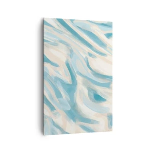 Impression sur toile - Image sur toile - Des stries bleues abstraites sur un fond clair - 80x120cm - Brise printanière - Décoration murale moderne pour le salon et la chambre ARTTOR