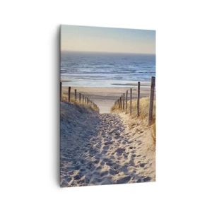 Impression sur toile - Image sur toile - Chemin à travers les dunes menant à la plage - 80x120cm - Le bruit de la mer, le chant des oiseaux, une plage sauvage parmi les herbes… - Décoration murale moderne pour le salon et la chambre ARTTOR