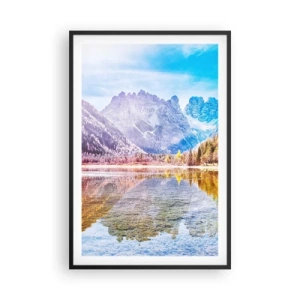 Affiche dans un cadre noir - Poster - C'est déjà le printemps à la montagne - 61x91 cm