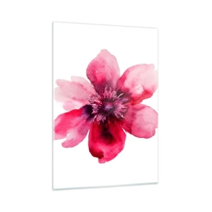 Impression sur verre - Image sur verre - Illustration à l'aquarelle d'une fleur rouge sur fond blanc - 50x70cm - Un baiser parfumé au carmin - Décoration murale moderne pour le salon et la chambre ARTTOR