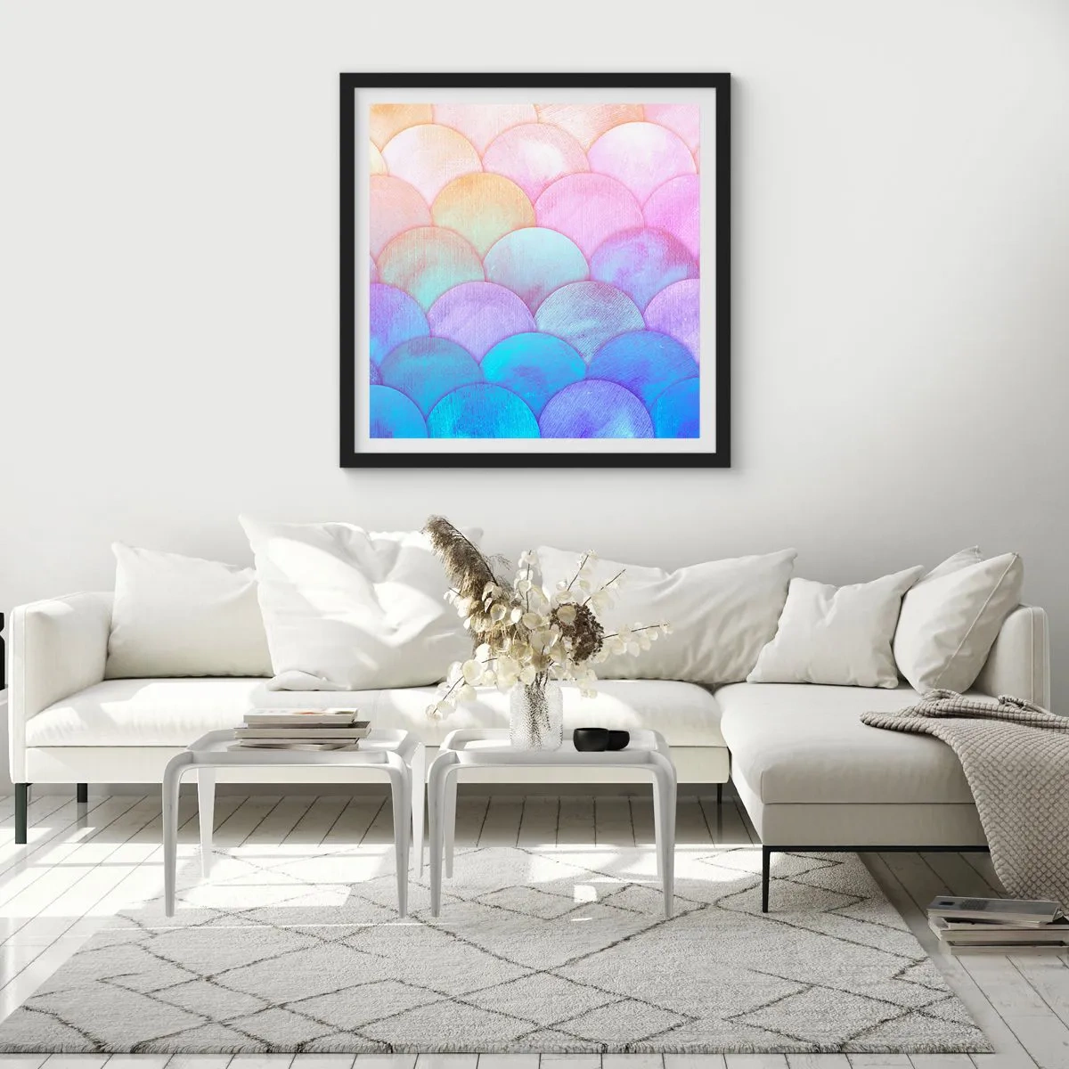 Affiche dans un cadre noir - Poster - Écailles de perles - 40x40 cm