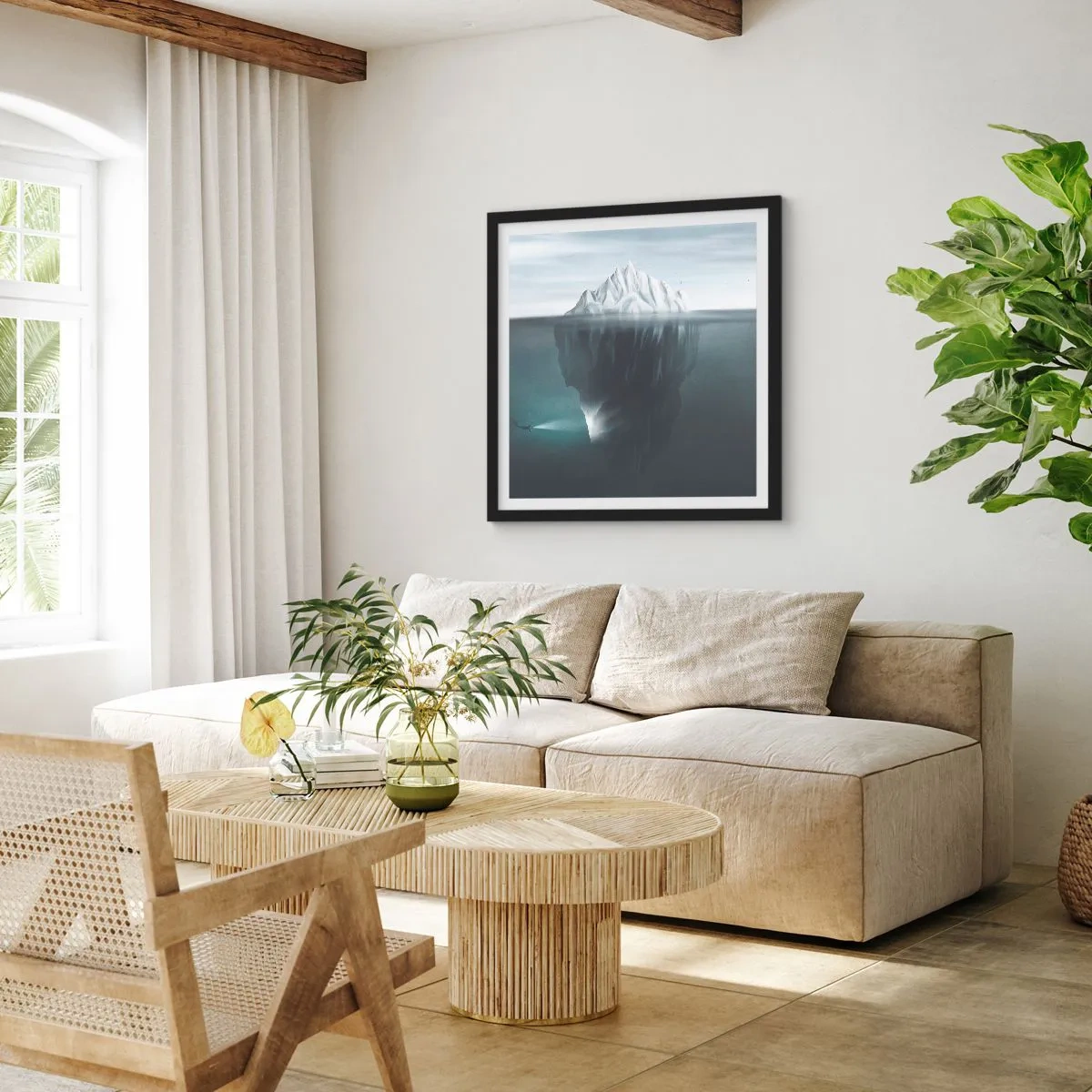 Affiche dans un cadre noir - Poster - Mystère sous-marin - 50x50 cm