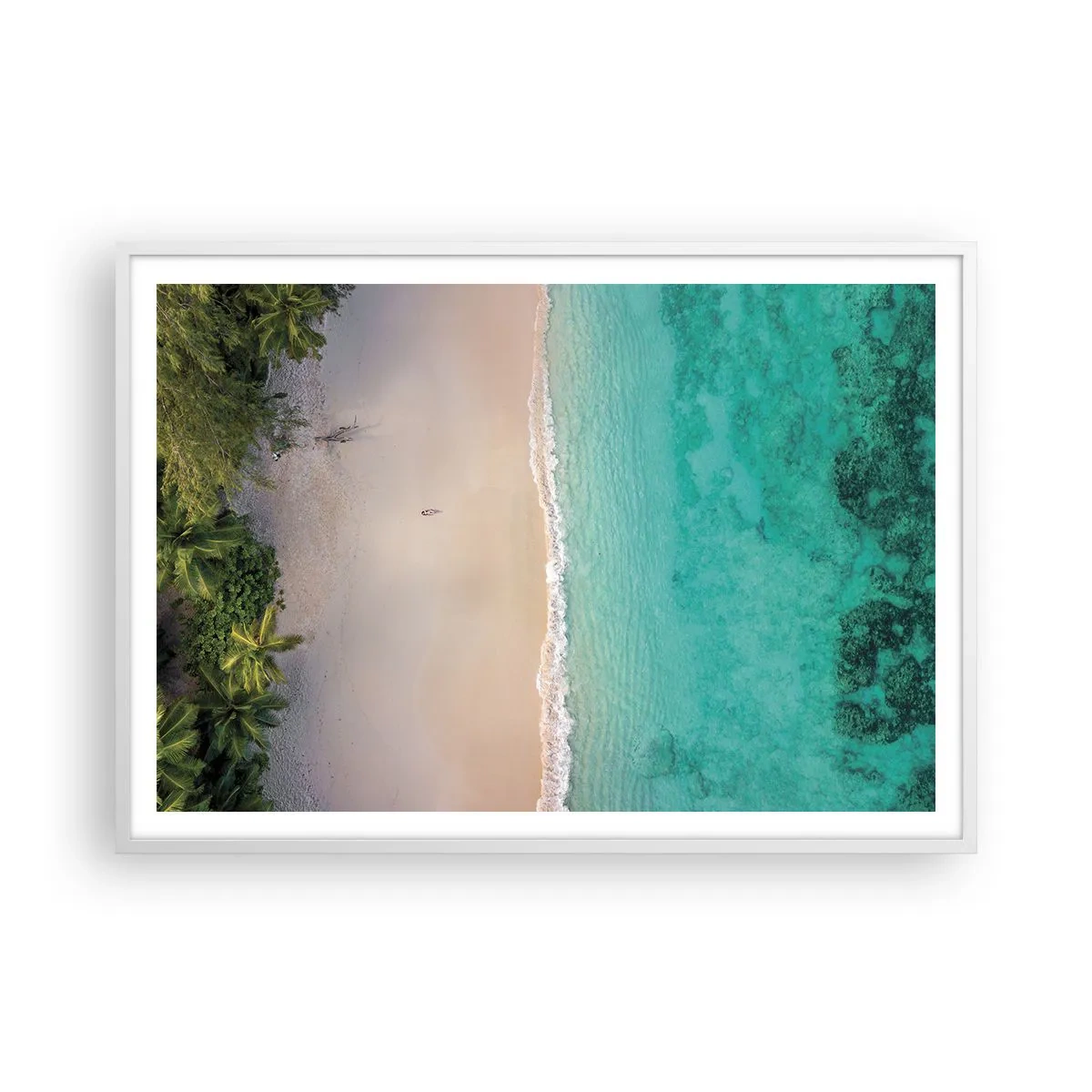 Affiche dans un cadre blanc - Poster - Plage paradisiaque - 100x70 cm