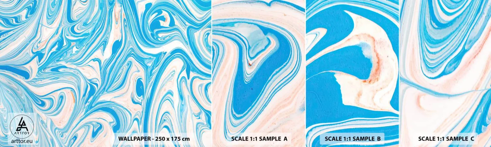 Échantillon De Papier Peint Standard Eco - Bassin turquoise - Abstraction, Morceau, Modèle moderne - 100x30 cm