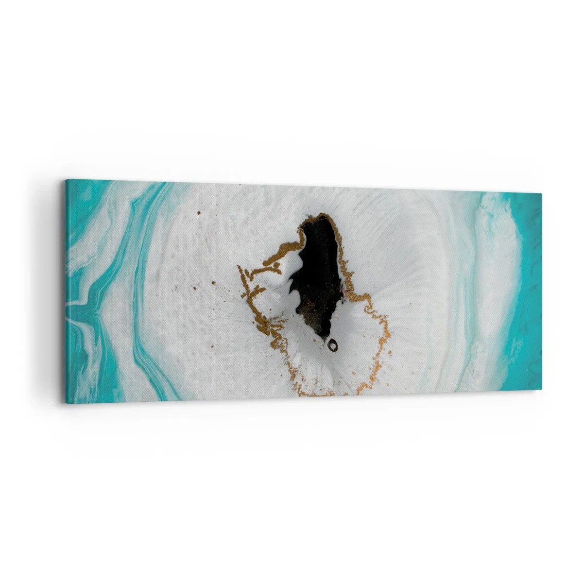Impression sur toile - Image sur toile - Motif de géode abstrait dans des tons de turquoise, blanc et or - 120x50cm - Pénétrer à l'intérieur - Décoration murale moderne pour le salon et la chambre ARTTOR