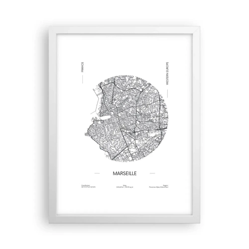 Affiche dans un cadre blanc - Poster - Anatomie de Marseille - 30x40 cm