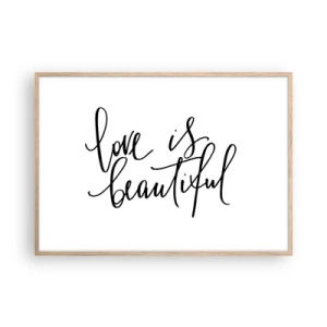 Affiche dans un chêne clair - Poster - Lire et répéter - 100x70 cm