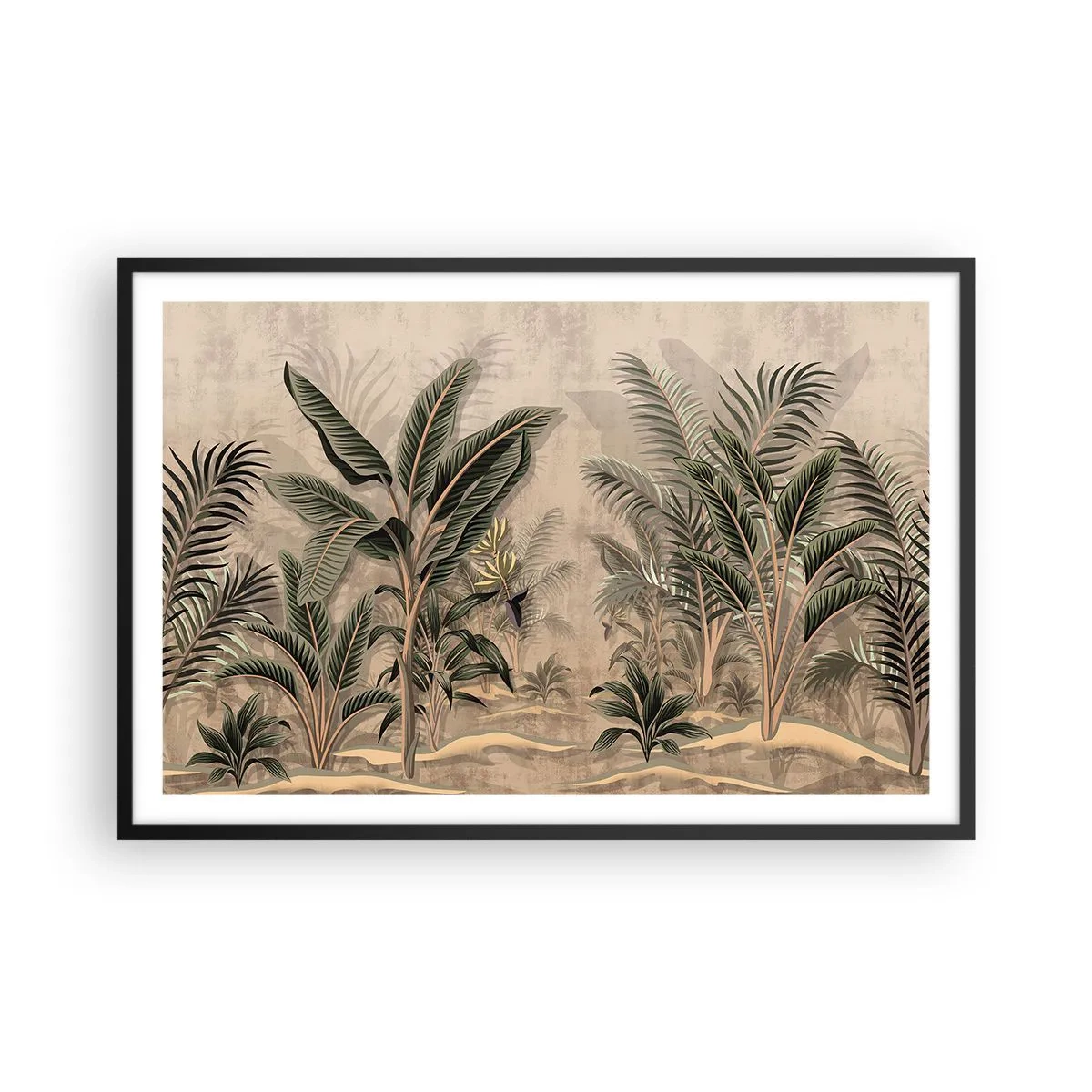 Affiche dans un cadre noir - Poster - Une gravure de style colonial - 91x61 cm