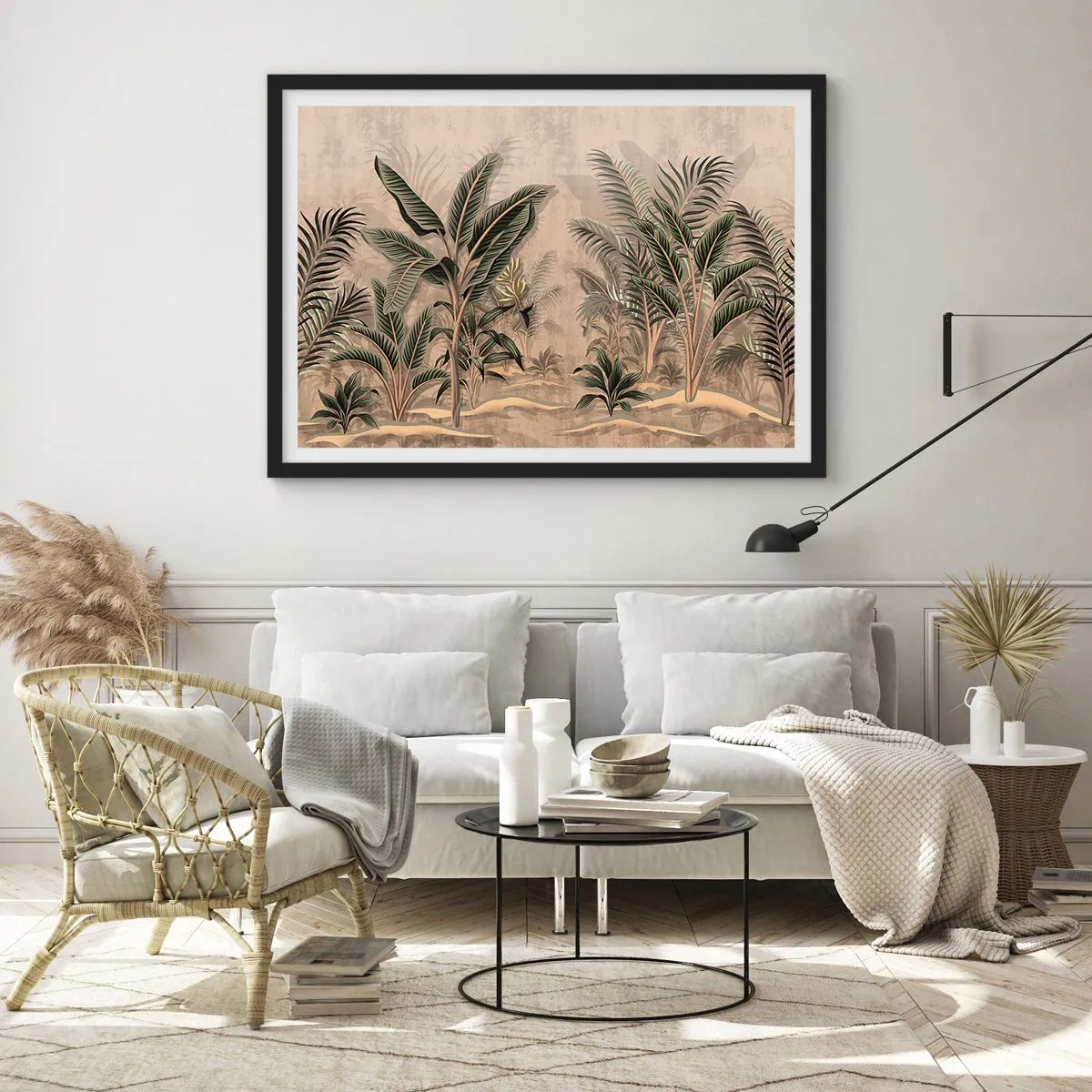 Affiche dans un cadre noir - Poster - Une gravure de style colonial - 40x30 cm