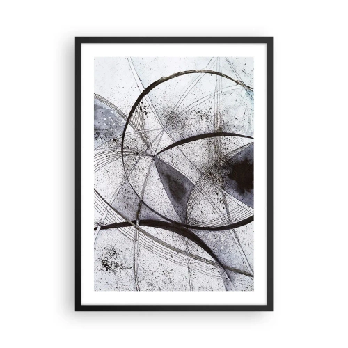 Affiche dans un cadre noir - Poster - Composition abstraite de lignes et de cercles géométriques - 50x70cm - Fantaisie futuriste - Décoration murale moderne pour le salon et la chambre ARTTOR