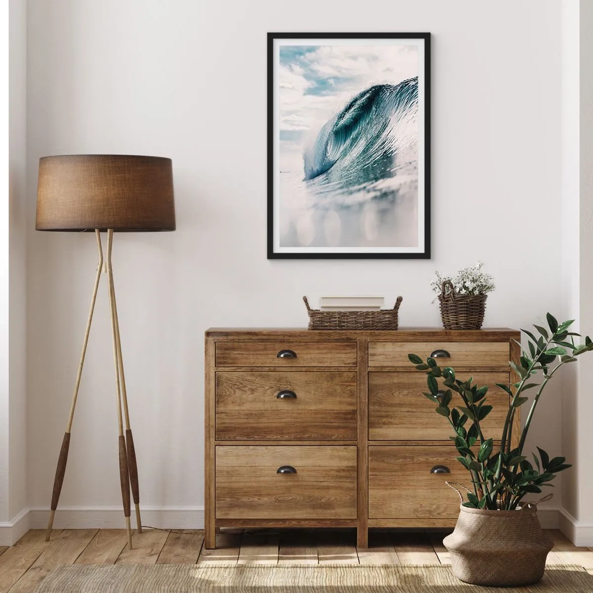 Affiche dans un cadre noir - Poster - Une puissante vague océanique capturée en mouvement - 50x70cm - Pic d'eau - Décoration murale moderne pour le salon et la chambre ARTTOR