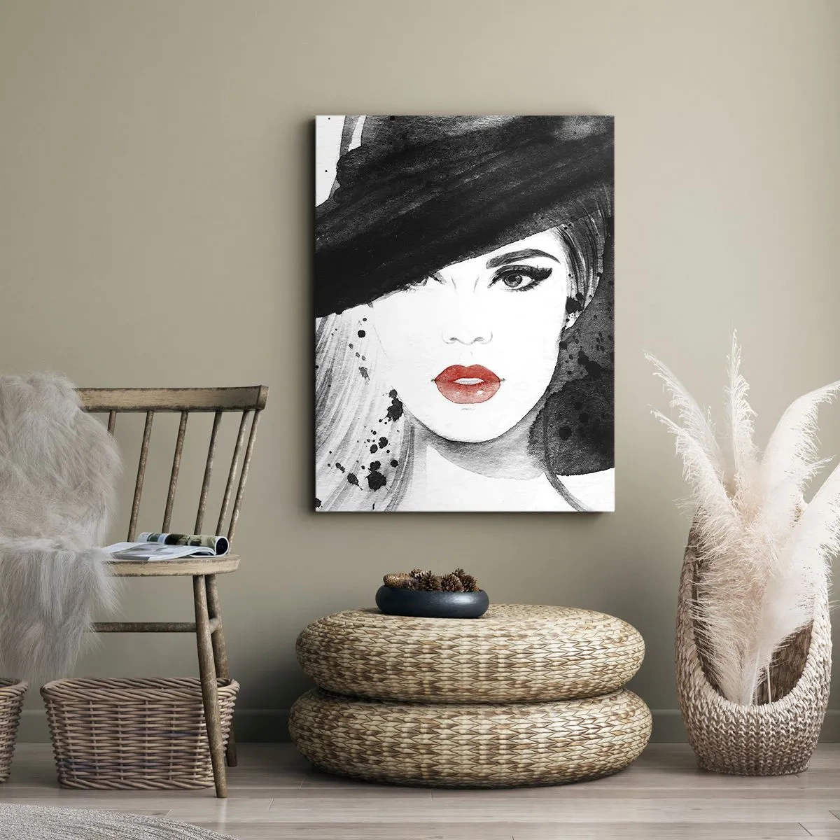 Impression sur toile - Image sur toile - Dame en noir - 45x80 cm
