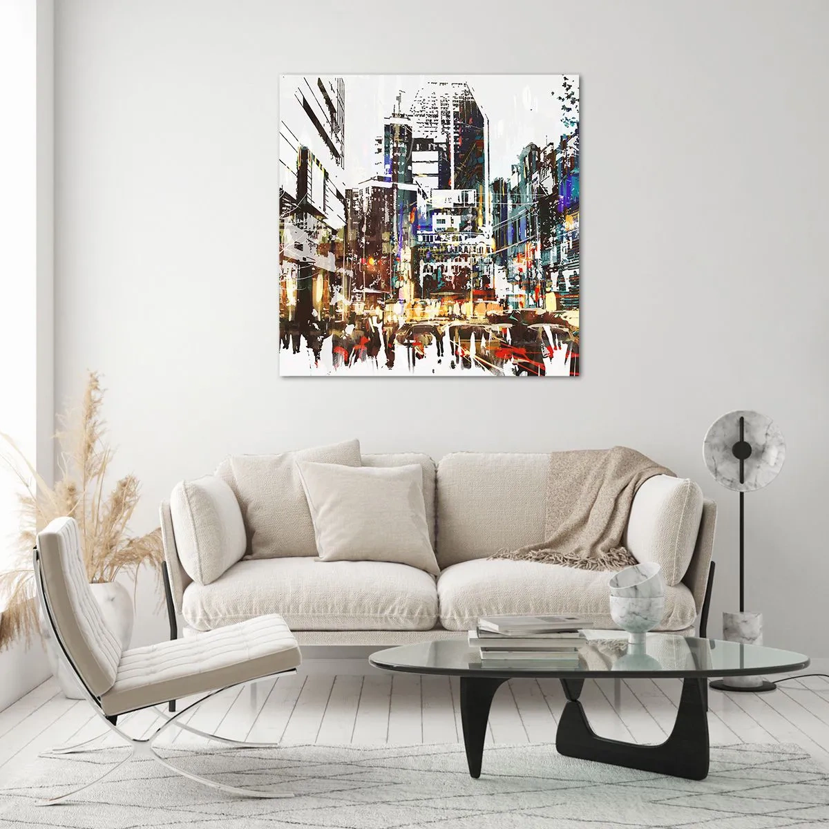 Impression sur verre - Image sur verre - Une ville chatoyante - 60x60 cm