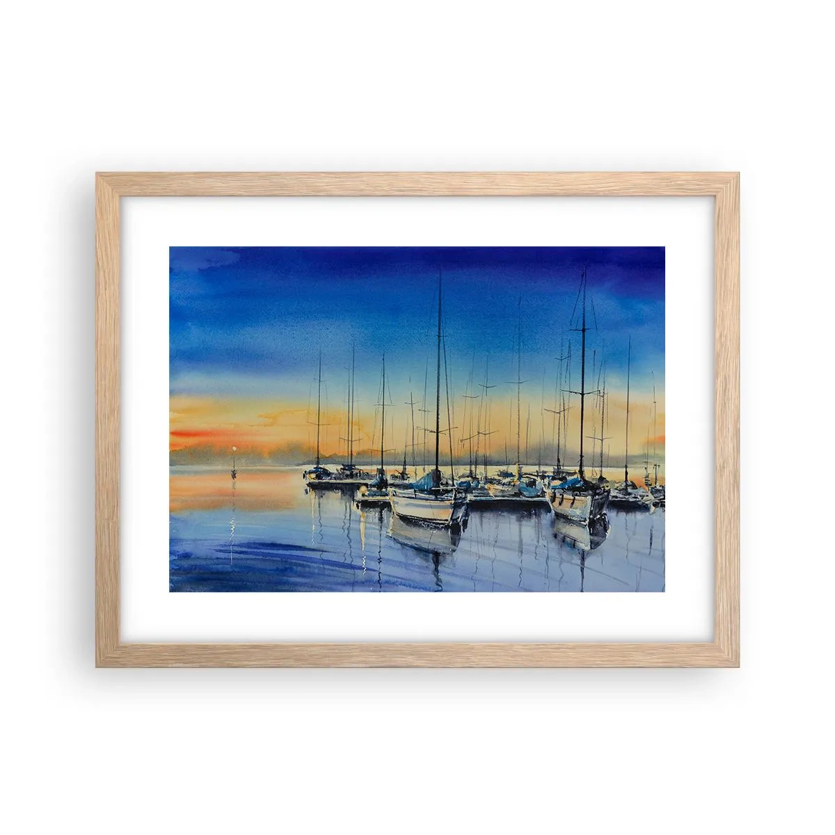 Affiche dans un chêne clair - Poster - Fin d'une belle journée - 40x30 cm