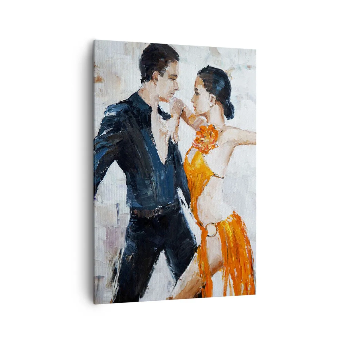 Impression sur toile - Image sur toile - Un couple dynamique dansant dans un style latino-américain. - 70x100cm - Dirty dancing - Décoration murale moderne pour le salon et la chambre ARTTOR