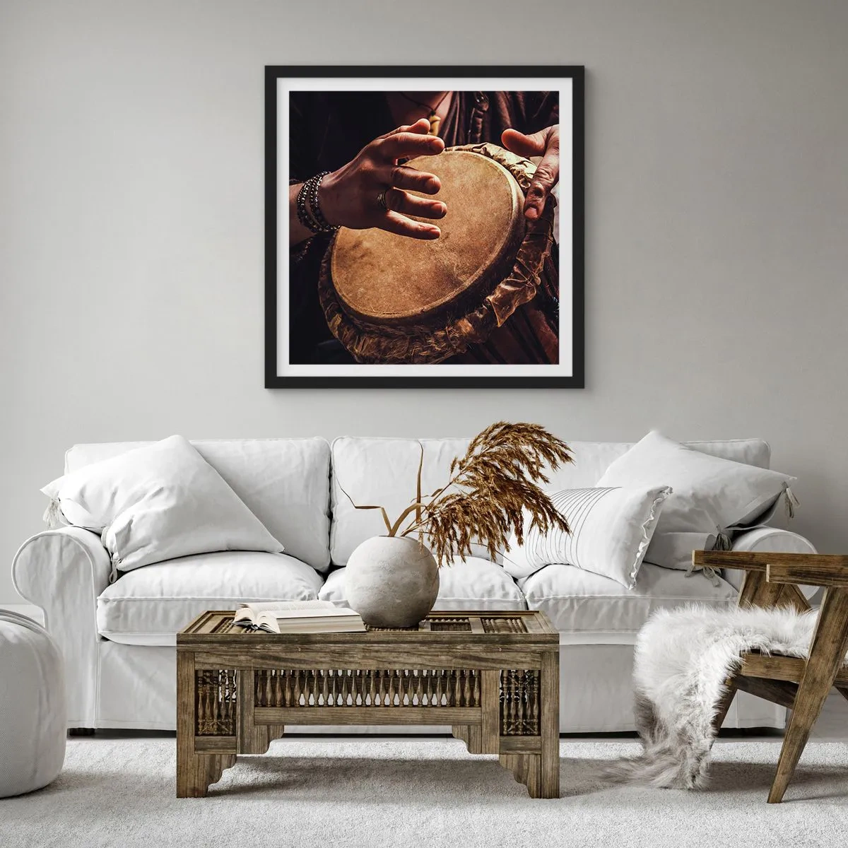 Affiche dans un cadre noir - Poster - Au rythme du coeur - 30x30 cm