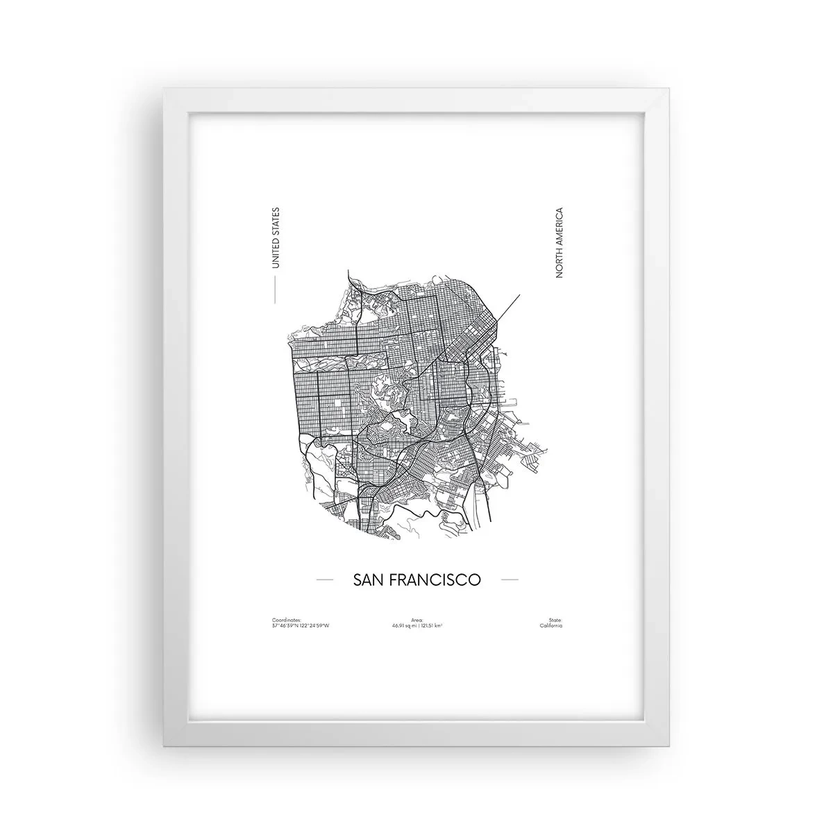 Affiche dans un cadre blanc - Poster - Anatomie de San Fransisco - 30x40 cm