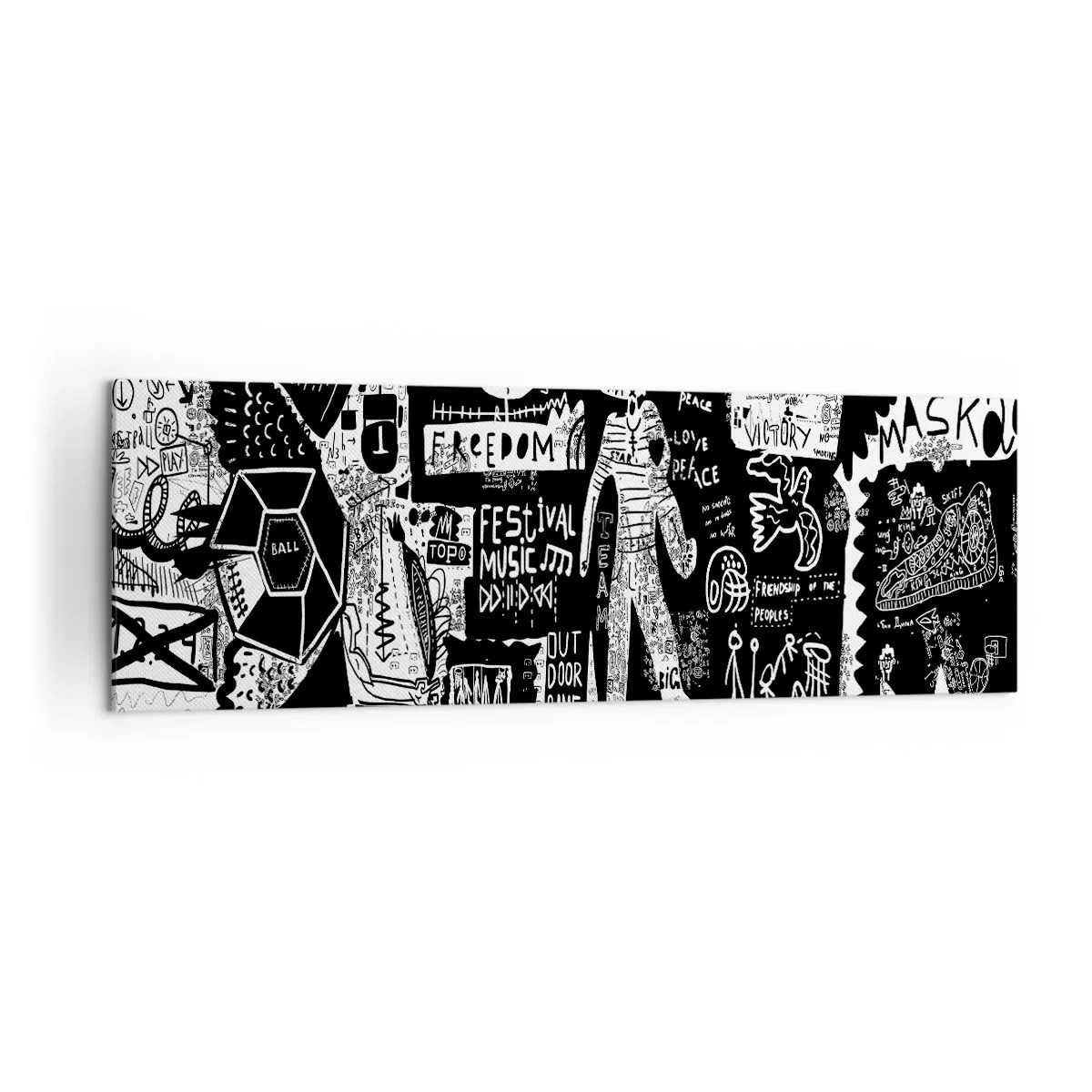 Impression sur toile - Image sur toile - Collage noir et blanc inspiré du street art - 160x50cm - Jeunesse spirituelle de loi et de joie - Décoration murale moderne pour le salon et la chambre ARTTOR
