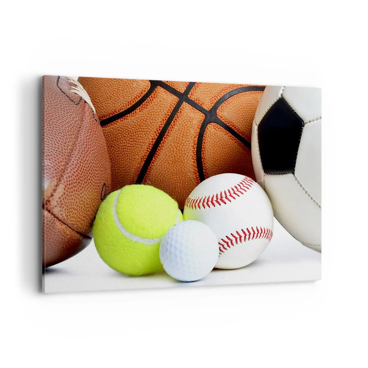 Impression sur toile - Image sur toile - Ballons de diverses disciplines sportives - 100x70cm - Le football nous connecte ! - Décoration murale moderne pour le salon et la chambre ARTTOR