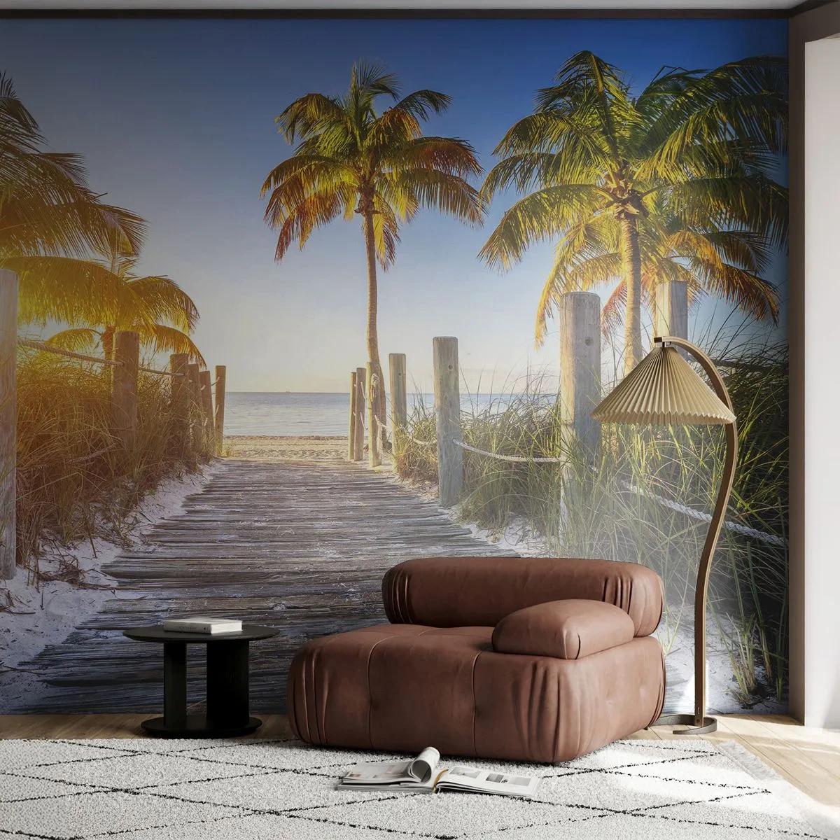 Papier Peint Photo Standard Eco - Directement au paradis - Paysage, Cocotier, Plage - 450x315 cm