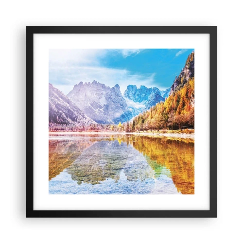 Affiche dans un cadre noir - Poster - C'est déjà le printemps à la montagne - 40x40 cm