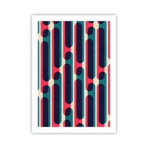 Affiche - Poster - Motif géométrique dans les tons de rouge et de bleu - 50x70cm - En profondeur et sur l'avant - Décoration murale moderne pour le salon et la chambre ARTTOR